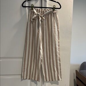 Sweet Rain Tan and Cream Cropped Striped Pants